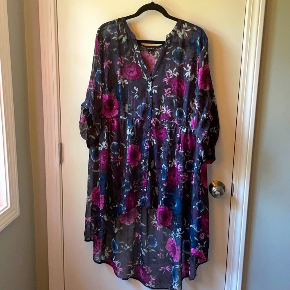 Torrid Purple Floral High-Low Tunic